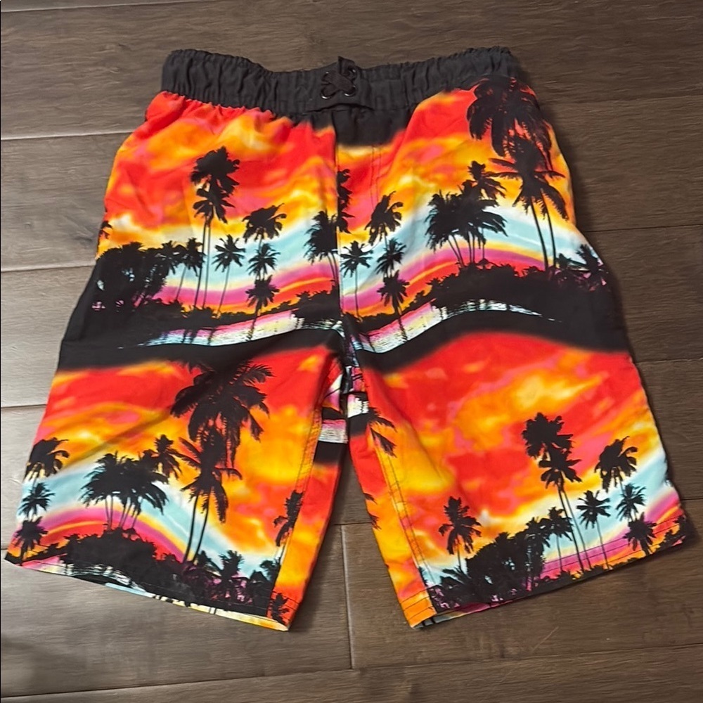 4/$20 George Boys Tropical Sunset swim trunks Shorts- size 14-16 elastic waist